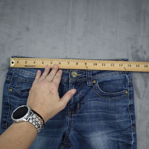 Iei Pants Womens 3 Blue Sophia Hipster Flare Mid Rise Medium Wash Denim Jeans - Picture 4 of 16